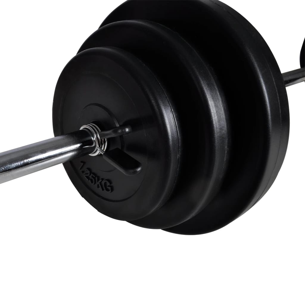 Power Tower – Krachtstation – Fitnessstation – Trainingsrek – Muurbevestiging – Compact Stalen Frame – Compleet Gewichtenset 30,5 kg – Antislip Handgrepen