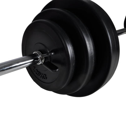 Power Tower – Krachtstation – Fitnessstation – Trainingsrek – Muurbevestiging – Compact Stalen Frame – Compleet Gewichtenset 30,5 kg – Antislip Handgrepen