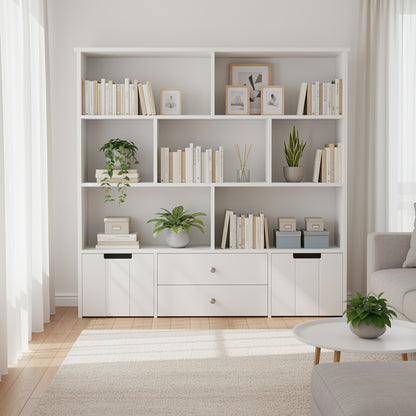 Boekenkast – Opbergkast – Vakkenkast – Ladenkast – Wandkast – Hout – Verrijdbaar – 4 Laags Met Slot