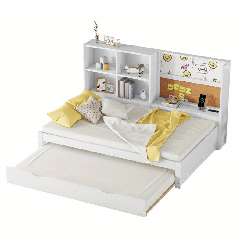 Slaapbank – Bedbank – Logeerbed – Sofa Bed – Bedbank Met Opbergruimte – Wit – Uitklapbaar – Met Duurzaam Metalen Frame – Geen Montage Nodig