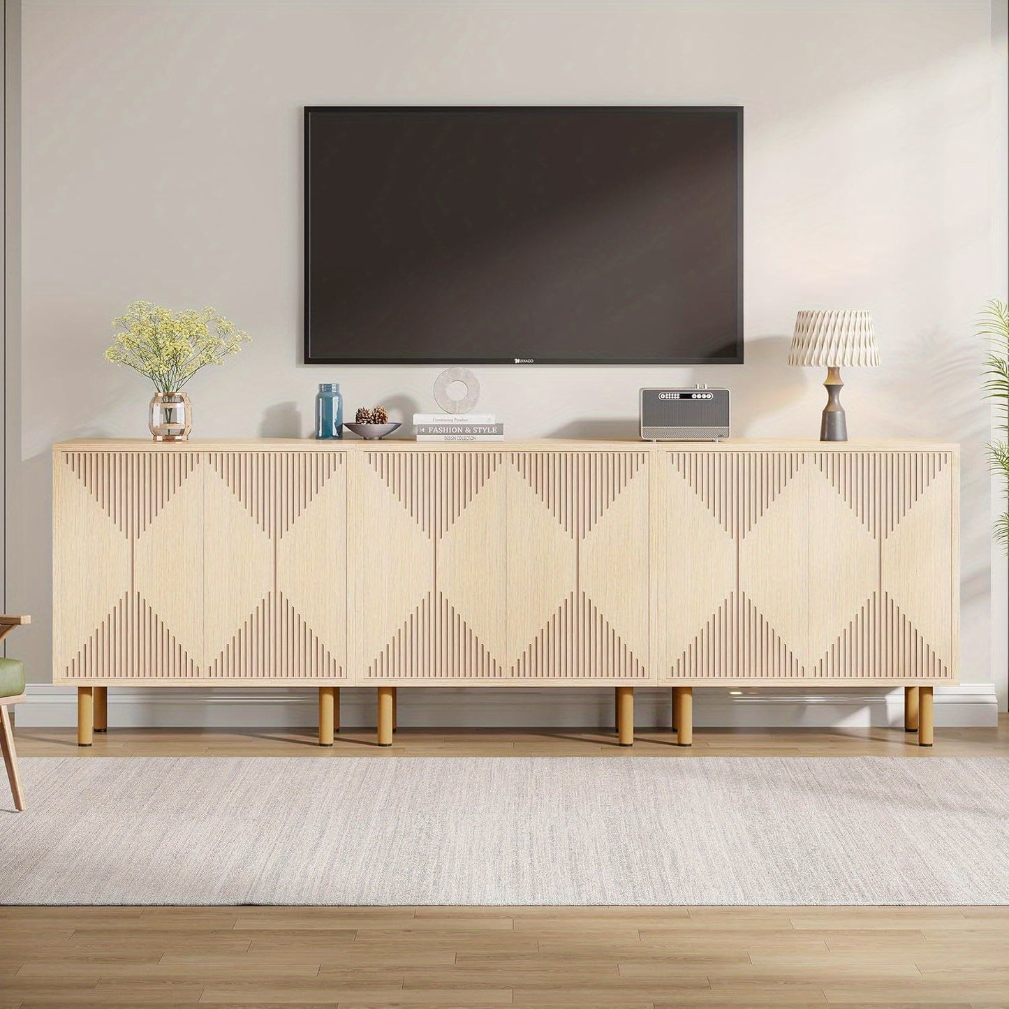 Dressoir – Sideboard – Buffetkast – Opbergkast – Kast – Hout – Compact Formaat 75x35x60 cm – Anti-Omvalbeveiliging & Veermechanisme Deuren
