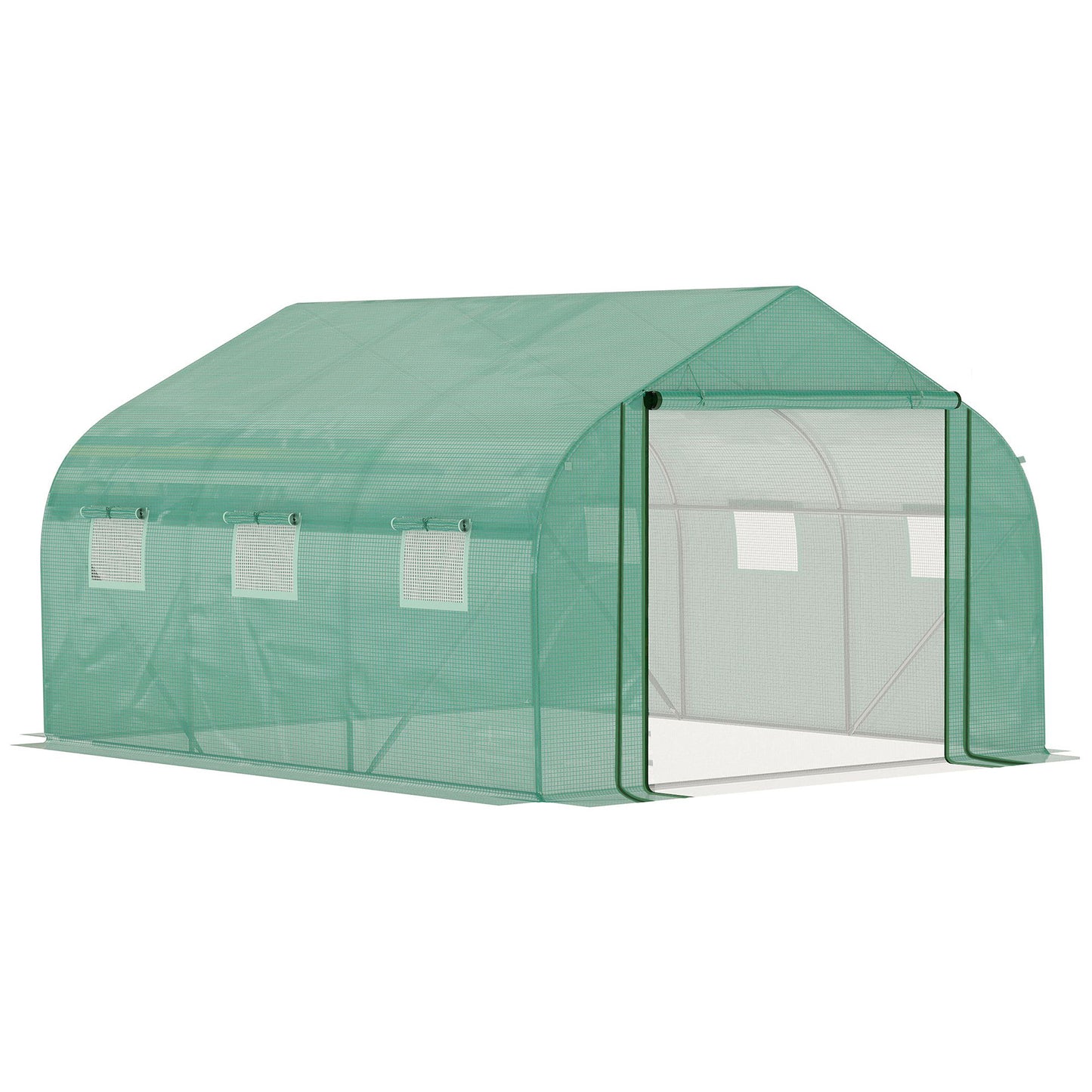 Serre Tunnel – Tuinkas – Kas – Groentekas – Kweekkas – Grote Afmeting 3,5 x 3 x 2 m – Gegalvaniseerd Stalen Frame met 6 Ramen en Ritssluiting