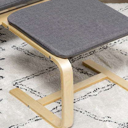 Fauteuil – Relaxstoel – Leunstoel – Lounge Fauteuil – Sessel – Grijs – Met Voetenbank – Fluweel Bekleding – Stevig Metaal Frame