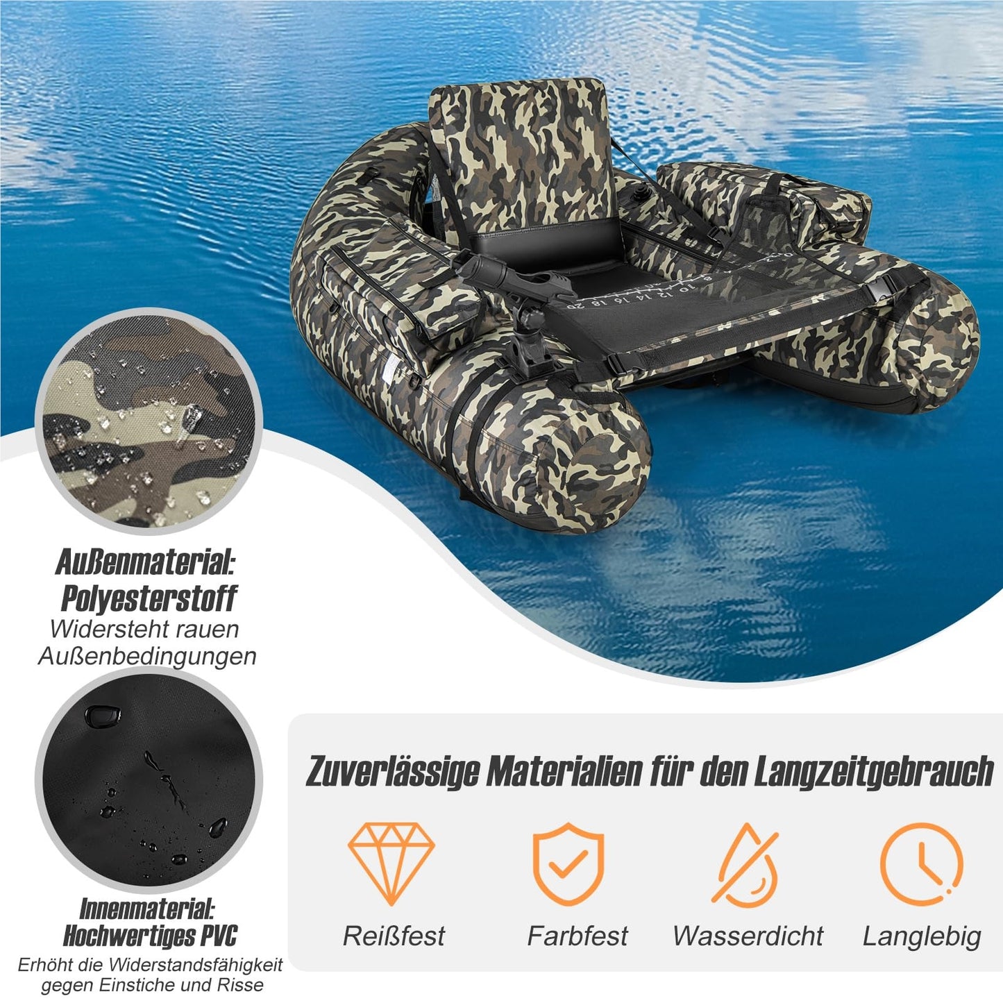 Opblaasboot – Rubberboot – Visboot – Roeiboot – Bellyboot – 150 kg Draagvermogen – Inclusief Hengelhouder en Vismaat
