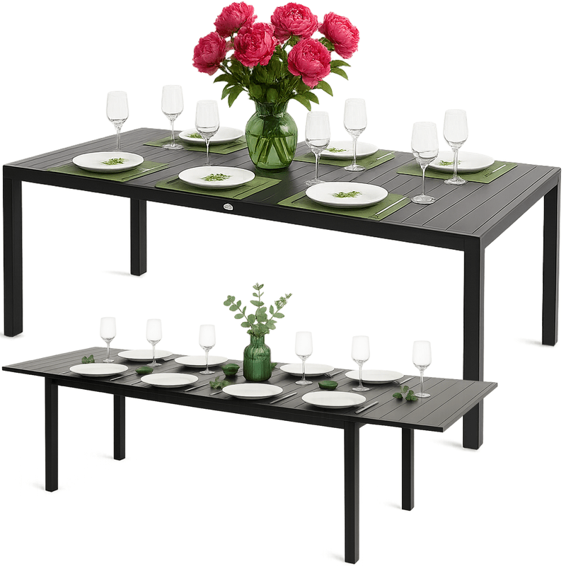Uitbreekbare Tuin Tafel – Uitschuifbare Balkon Tafel – Inklapbare Buiten Tafel – Aluminium Tuinmeubel – Weerbestendig – 160-240 cm Uitbreidbaar Antraciet