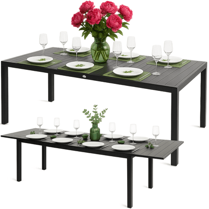 Uitbreekbare Tuin Tafel – Uitschuifbare Balkon Tafel – Inklapbare Buiten Tafel – Aluminium Tuinmeubel – Weerbestendig – 160-240 cm Uitbreidbaar Antraciet