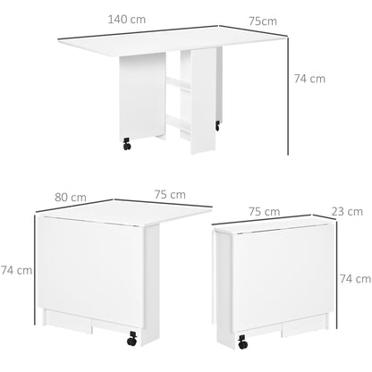 Opvouwbare Eettafel – Keukentafel – Uitklapbare Tafel – Uitschuifbare Tafel – Vouwtafel – Wit – Ruimtebesparend – Gemaakt Van Spaanplaat
