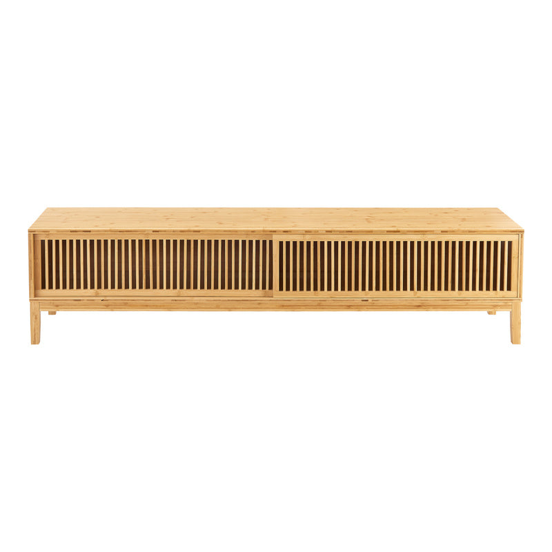 Tv Meubel – Tv Kast – Tv Dressoir – Tv Lowboard – Tv Meubel Hangend – Bamboe – 180 cm Breed – Schuifdeuren Met Kabelbeheer