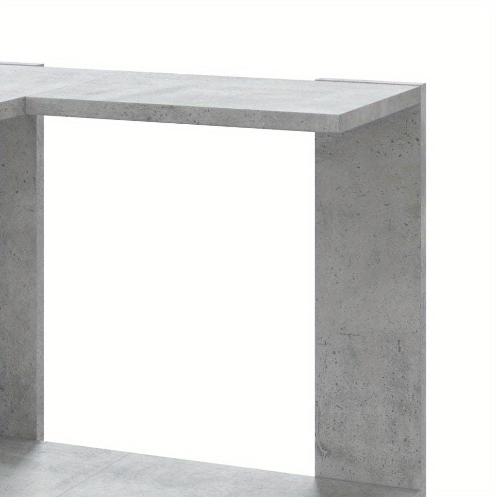 Hoekboekenplank – Boekenkast – Hoekkast – Wandrek – Opbergmeubel – Betonlook Grijs – 5 Planken – 50x50x179 cm – Hout en Kunstboard