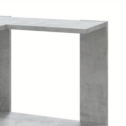 Hoekboekenplank – Boekenkast – Hoekkast – Wandrek – Opbergmeubel – Betonlook Grijs – 5 Planken – 50x50x179 cm – Hout en Kunstboard