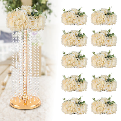 Champagne Kunstrozen – Kunstbloemen – Neprozen – Bloemstukken – Bloemdecoratie – 10 Stuks – 40x40x20 cm – Onderhoudsvrij – Herbruikbaar
