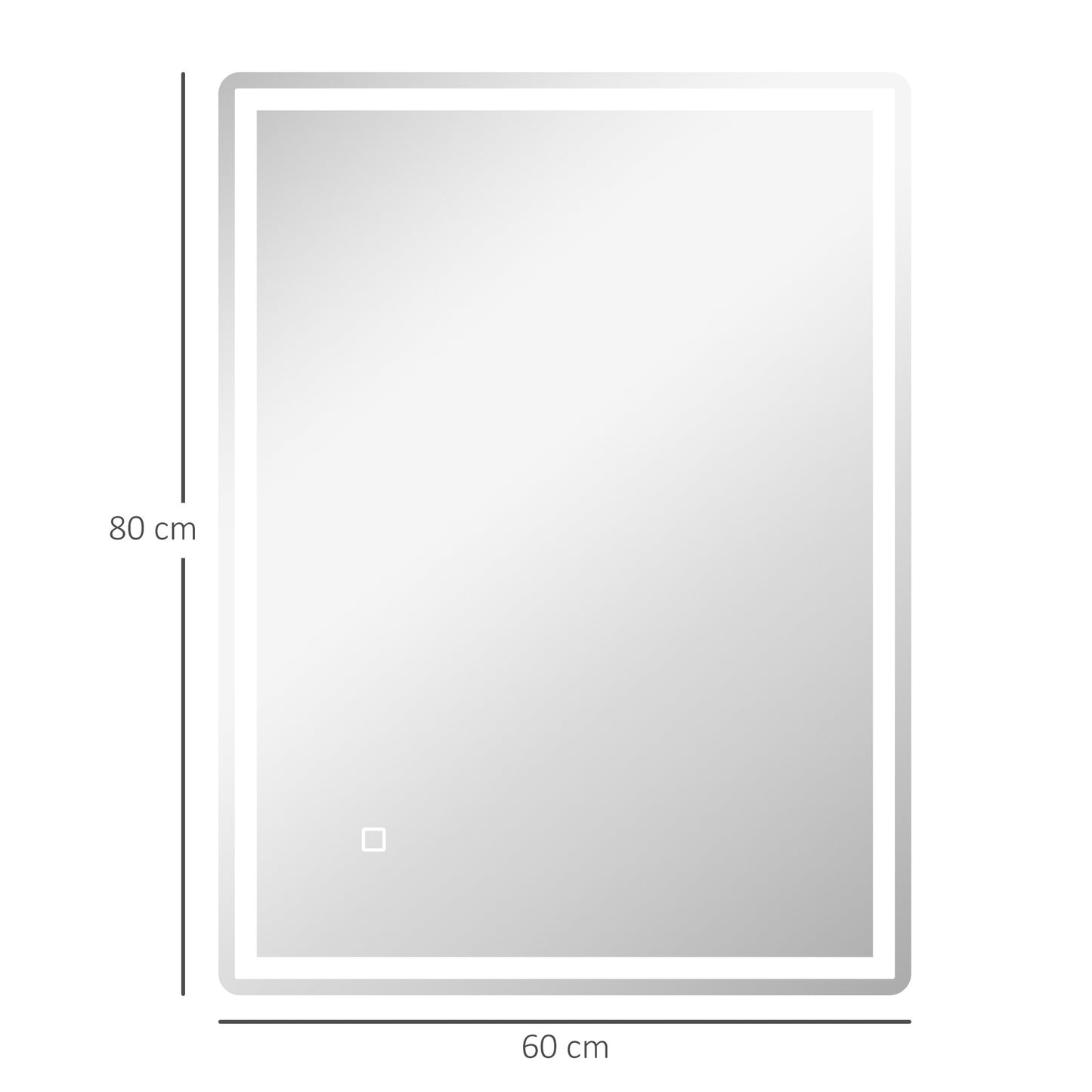 LED Badkamerspiegel – Spiegel, Wandspiegel, Make-up Spiegel, Badkamermeubel Spiegel – Variant Wit – Touchschakelaar – Anti-Dampfunctie – 60 x 80 x 4 cm