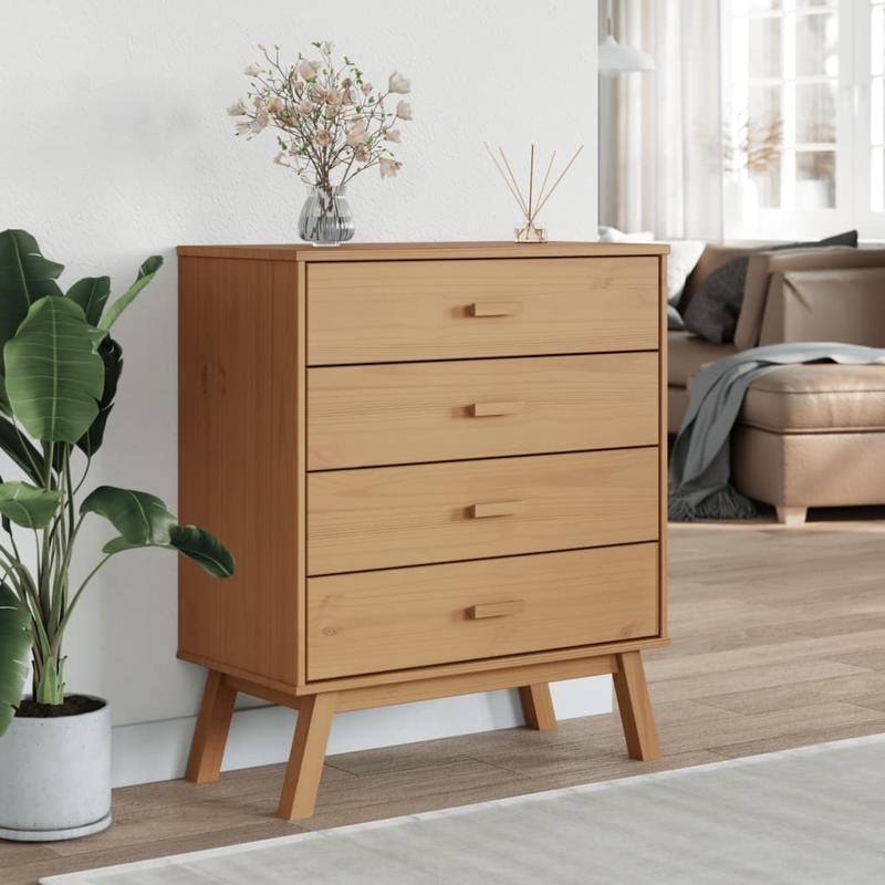 4-Drawer Large Wood Storage Cabinet with Lockable Drawers & Open Shelf - Modern Minimalist Brown Oak-like Heavy-Duty Organizer, Easy Assembly Cabinet for Bedroom, Living Room, Office - Sturdy Wood (Lock, Storage Cabinets