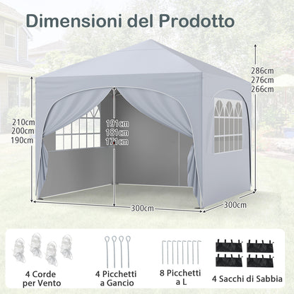 10 X 10 FT Pop Up Canopy Tent 1 Sidewall, Outdoor Easy Setup Sunshade Wheeled Bag