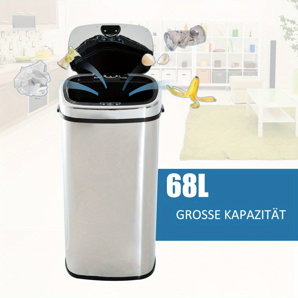 Prullenbak – Afvalbak – Pedaalemmer – Afvalemmer – Vuilnisbak – 68 Liter Extra Groot – Roestvrij Staal Met Pedaal & Uitneembare Binnenemmer