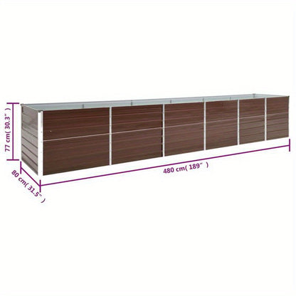 Groot Rustiek Metalen Hoogte Tuinbed – Verhoogd Plantenbak – Moestuinbak – Kruidenbak – Bloembak – Klassiek Verticale Latten – 480x80x77 cm – Duurzame Stabiele Constructie