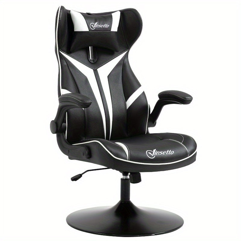 Gamingstoel – Bureaustoel – Computestoel – Draaistoel – Bureaustoel – Ergonomisch – Verstelbare Hoogte en Kantelfunctie – Stalen Frame – Zwart Wit – 67x75x106-112 cm