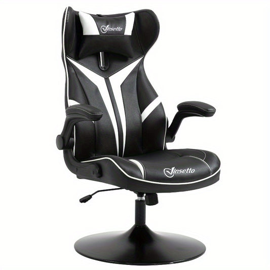 Gamingstoel – Bureaustoel – Computestoel – Draaistoel – Bureaustoel – Ergonomisch – Verstelbare Hoogte en Kantelfunctie – Stalen Frame – Zwart Wit – 67x75x106-112 cm