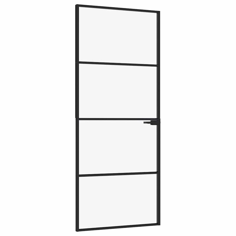 Binnendeur – Zwarte Deur – Interne Deur – Glazen Deur – Aluminium Deur – Temper Veilig Glas – Slank Design 83x201,5 cm