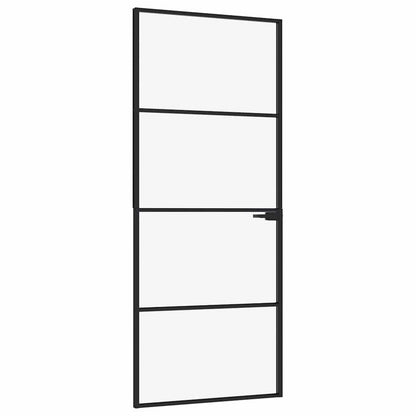 Binnendeur – Zwarte Deur – Interne Deur – Glazen Deur – Aluminium Deur – Temper Veilig Glas – Slank Design 83x201,5 cm