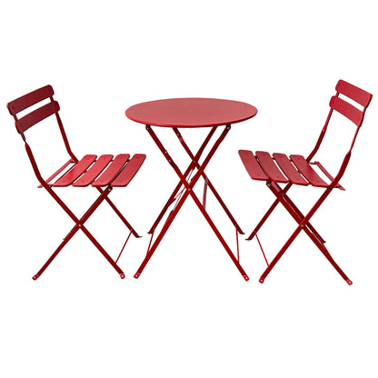 Rebecca Mobile Table And 2 Chairs, Folding Bistro Set, Red Blue Green White Black, Steel, Space-Saving, Suitable for Garden Balcony - Measures Hxlxp: 71 X 60 X 60 Cm