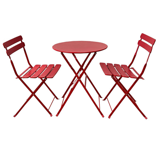 Rebecca Mobile Table And 2 Chairs, Folding Bistro Set, Red Blue Green White Black, Steel, Space-Saving, Suitable for Garden Balcony - Measures Hxlxp: 71 X 60 X 60 Cm