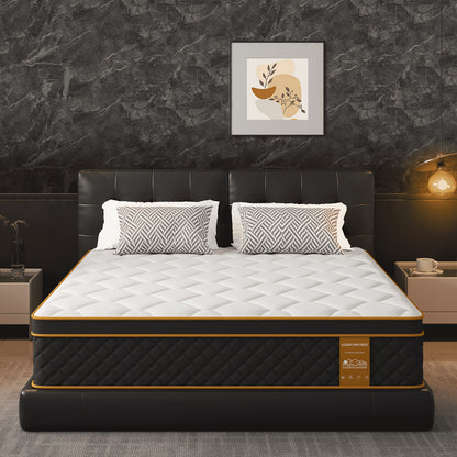 10-inch Memory Foam Hybrid Matras – Hybride Matras – Pocketveermatras – Traagschuimmatras – Medium Stevig Matras – Dubbel Formaat – Drukverlichting – Ademend Katoenen Hoes