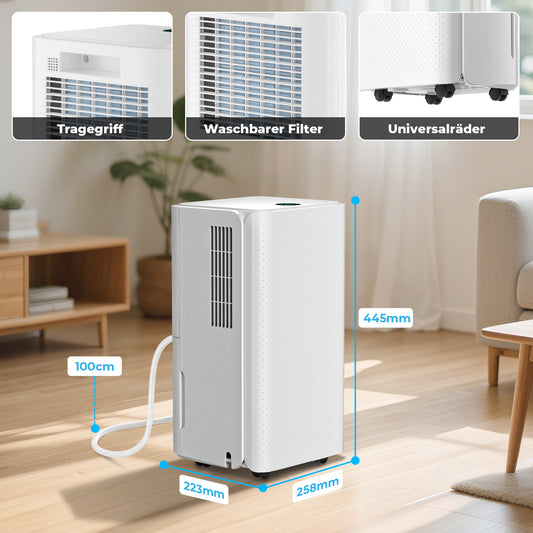 Luchtontvochtiger – Vochtvreter – Ontvochtiger – Dehumidifier – Vochtbestrijder – 16L/dag Capaciteit – Stil 38 dB Met 24-uurs Timer