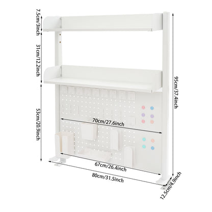 Bureau Organizer – Bureaurek – Boekenkast – Bureau Organizer Plank – Klem Bureau Organizer – Wit – Verstelbare Planken – Sterk Staal & MDF