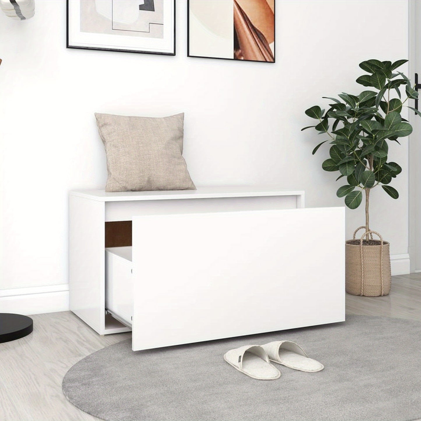Bankje – Halbank – Zitbank – Schoenenbank – Vensterbank – Wit Gelamineerd Hout – Compact 80x40x45 cm