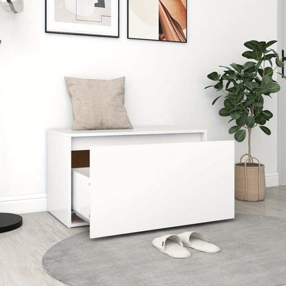 Bankje – Halbank – Zitbank – Schoenenbank – Vensterbank – Wit Gelamineerd Hout – Compact 80x40x45 cm