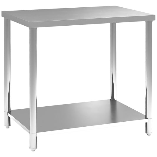 Roestvrijstalen Werktafel – Keukentafel – Voedselbereidingstafel – Werkbank – Opbergtafel – 90x60x86 cm – Duurzaam RVS Materiaal – Verstelbare Poten
