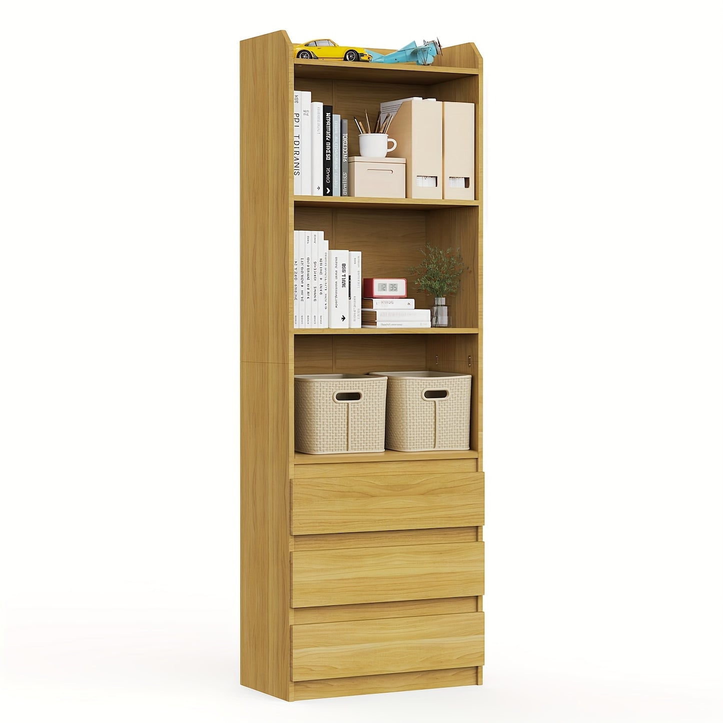 Houten Boekenkast – Boekenplank – Opbergkast – Vakkenkast – Boekenkast Verticaal – 3 Vakjes – Duurzaam Hout – 180x59x32 cm