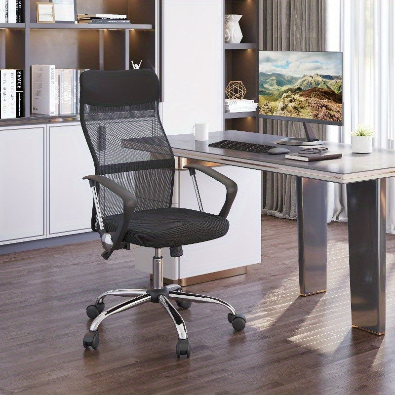 Bureaustoel – Office Chair – Gamestoel – Draaistoel – Kantoorstoel – Verstelbare Hoogte – Ademend Mesh Rugblad – Zwarte Zitting