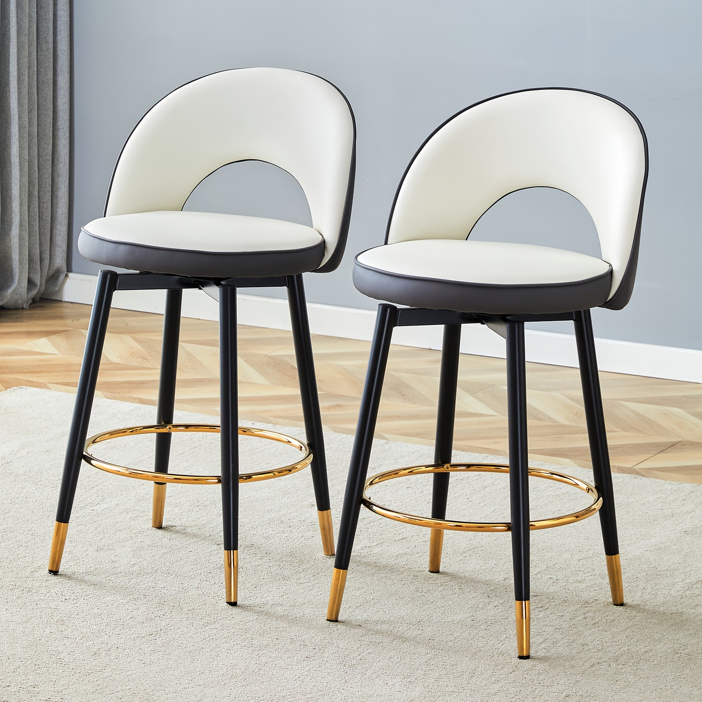 Barkruk – Barstoel – Barstoel Met Rugleuning – Keukenstoel – Barstoelen – 360° Draaibaar – Stevig Metalen Frame – Ruimtebesparend Design
