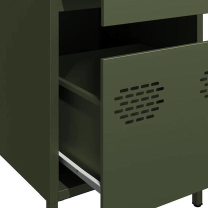 Modern Olive Green Metal Sideboard Cabinet with 3 Drawers & 2 Shelves - Contemporary Design, Cold-Rolled Steel, Removable Top Shelf, 35x39x73.5cm, Perfect for Living Room or Bedroom, Sideboard Cabinet, Bedroom Storage, Minima