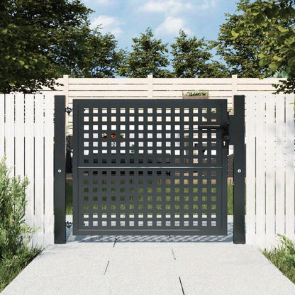 Tuinafscheidingpoortje – Tuinpoort – Tuinafscheiding – Poortdeur – Metalen Poort – Antraciet – Duurzaam Staal – Rasterdesign – 104,14 x 127 cm