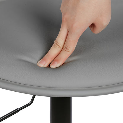 Barstoel – Barkruk – Keukenstoel – Set van 2 - Barstoel Set – Barstoelen Duo – Verstelbare Hoogte 55-75 cm – Zachte PU Zitting – Draaibaar Met Stalen Frame - Grijs