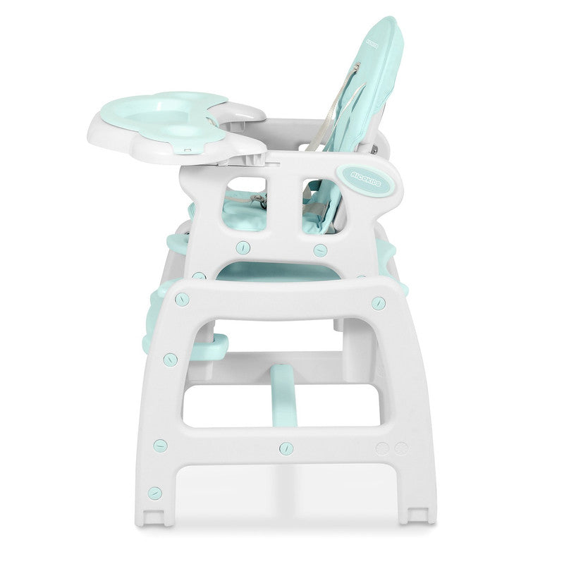 Kinderstoel – Kinderstoeltje – Meegroeistoel – Eetstoel – Babystoel – 5-in-1 Multifunctioneel – Verstelbare Rugleuning & 5-Punts Veiligheidsgordel - Turkoois