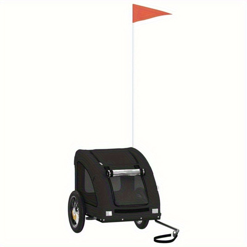 Hondenfietsaanhanger – Hondenaanhanger – Fietsbuggy – Hondenbuggy – Fietsaanhanger Hond – Ruim Interieur – Stevig IJzeren Frame – Openklapbare Voorruit & Zijdeuren – Veiligheidstuig – Zwart Oxford Stof