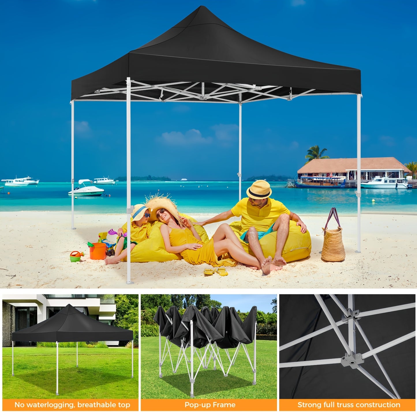 Klaptent – Inklapbare Tent – Muskietennet Tent – Camping Tent – 3x3 Meter – Lichtgewicht Aluminium – Inklapbaar Met Draagtas - QUORE