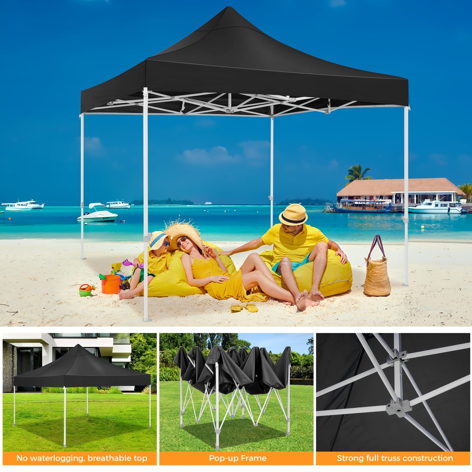 Klaptent – Inklapbare Tent – Muskietennet Tent – Camping Tent – 3x3 Meter – Lichtgewicht Aluminium – Inklapbaar Met Draagtas - QUORE
