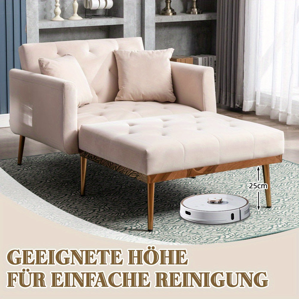 Relaxfauteuil – Verstelbare Fauteuil – Schommelstoel – Ligstoel – Fauteuil Beige – Velvet Bekleding – Draagkracht 220 kg – 3 Standen Rugleuning