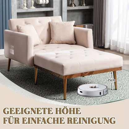 Relaxfauteuil – Verstelbare Fauteuil – Schommelstoel – Ligstoel – Fauteuil Beige – Velvet Bekleding – Draagkracht 220 kg – 3 Standen Rugleuning