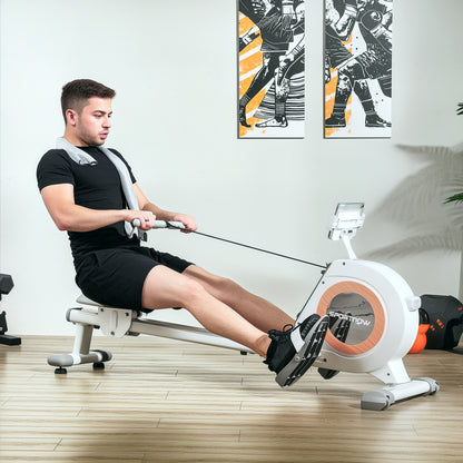 Roeitrainer – Roeimachine – Fitnessapparaat – Indoor Rower – Home Gym – 16 Verstelbare Weerstandsniveaus – LCD Display Met Telefoonhouder – Max. 150 Kg Draagkracht – Compact Design – Wit
