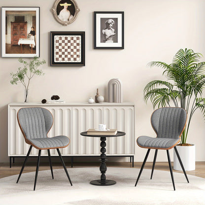 2 Set Armless Dining Chair w/ Curved Backrest U-shaped Seat & Non-slip Foot Pad