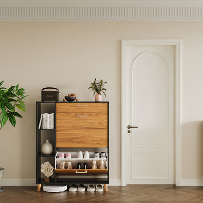 Bijzettafels – Koffietafel – Salontafel – Tafeltje – Woonkamertafel – Zwart – Set Van 2 Ronde Tafels – Marmerfineer Blad – Goudkleurig Metalen Frame