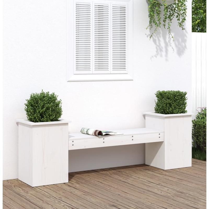 Bench with Planters 184.5X39.5X56.5 Cm Made of White Pine Wood