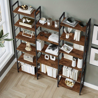 Boekenkast – Vrijstaand Rek – Wandkast – Open Kast – Boekenplank – Vintage Bruin-Zwart – 17 Schappen – Verstelbare Indeling 24x152x186 cm – Draagkracht 340 kg