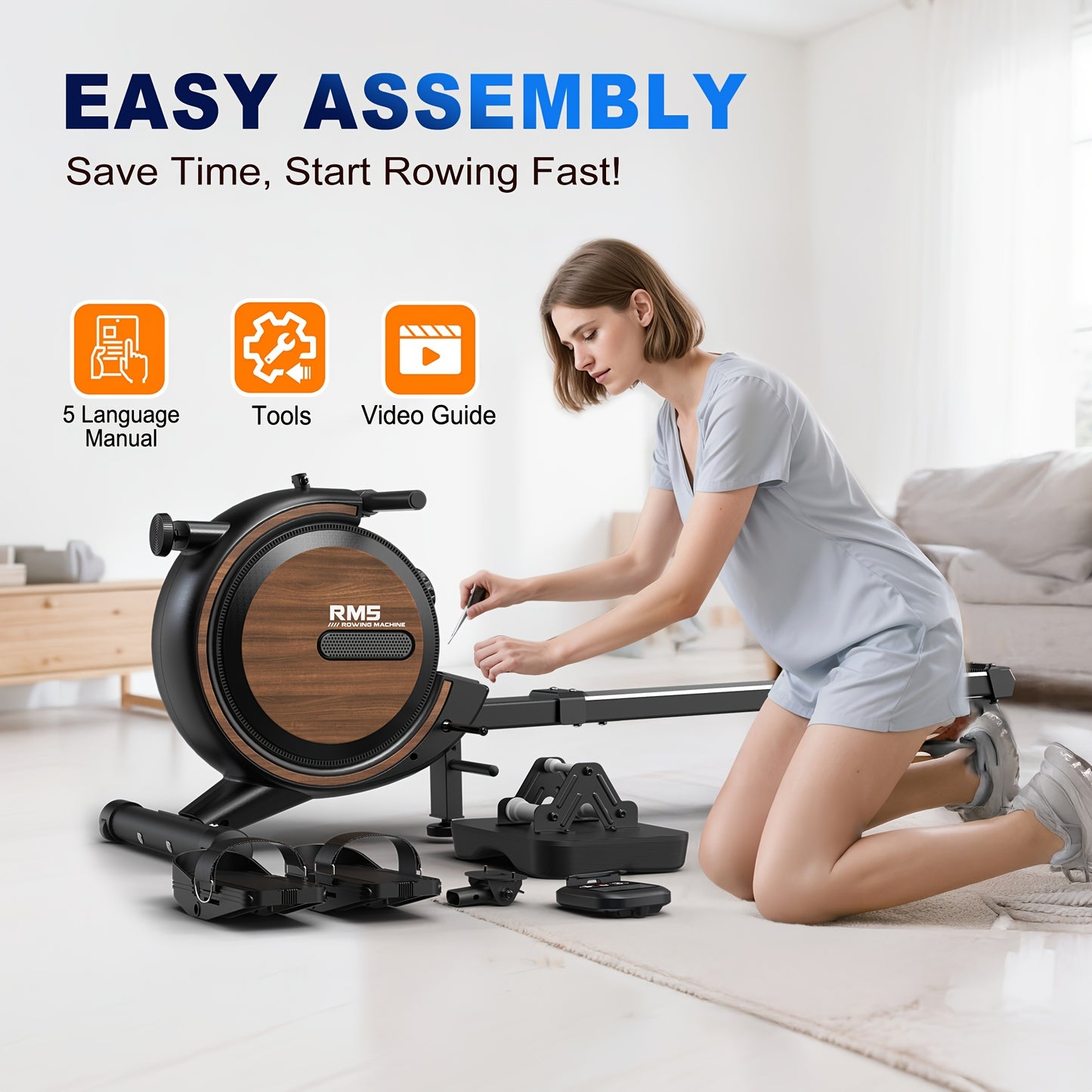 Magnetische Roeimachine – Roertrainer – Roeiapparaat – Fitness Roeimachine – Indoor Rower – 16 Verstelbare Weerstanden – Max. Gewicht 150 kg – Mat Zwart